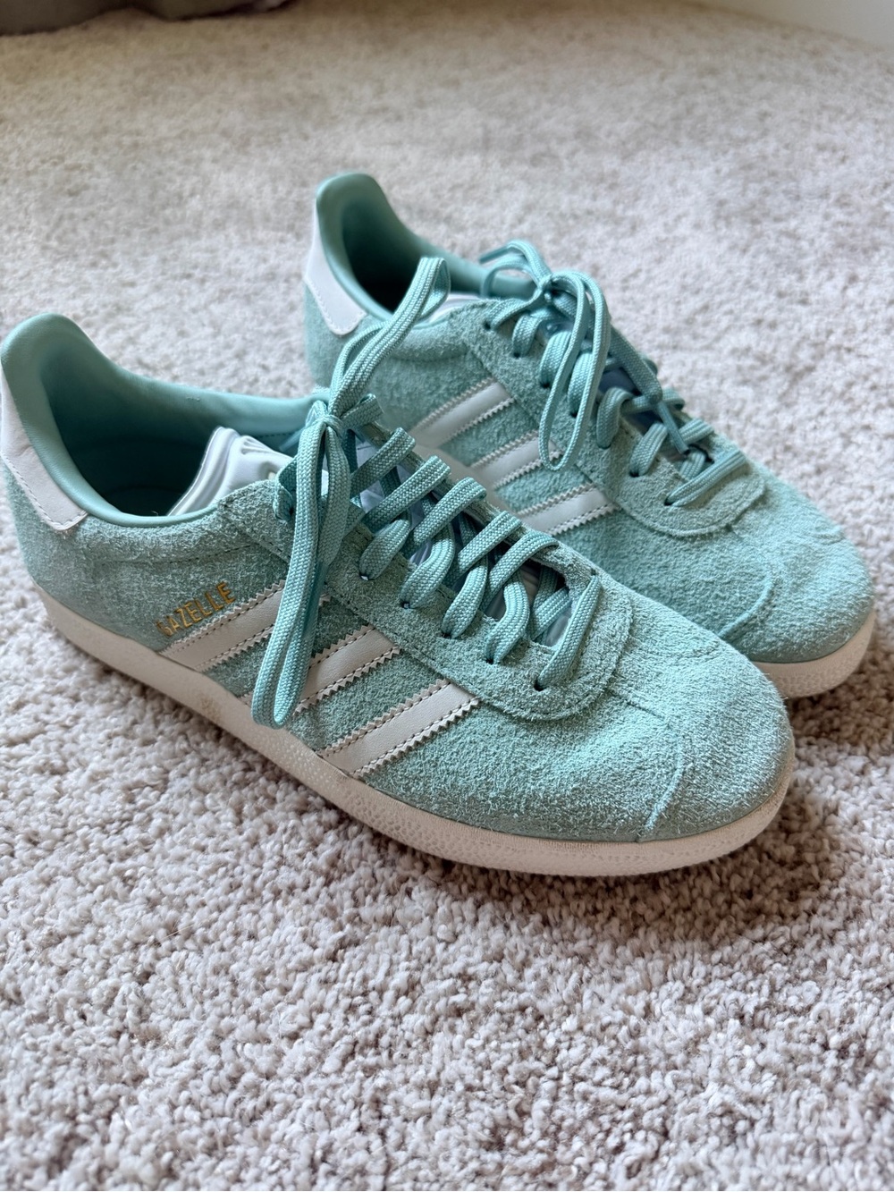 adidas Gazelle Sneakers in Mint Green with White Stripes